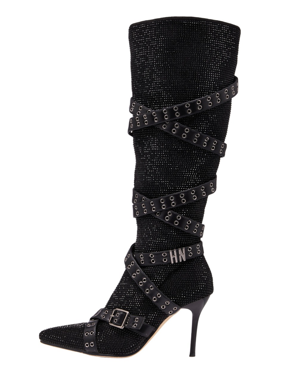 CRYSTAL STRAPPY BOOTS_BLACK